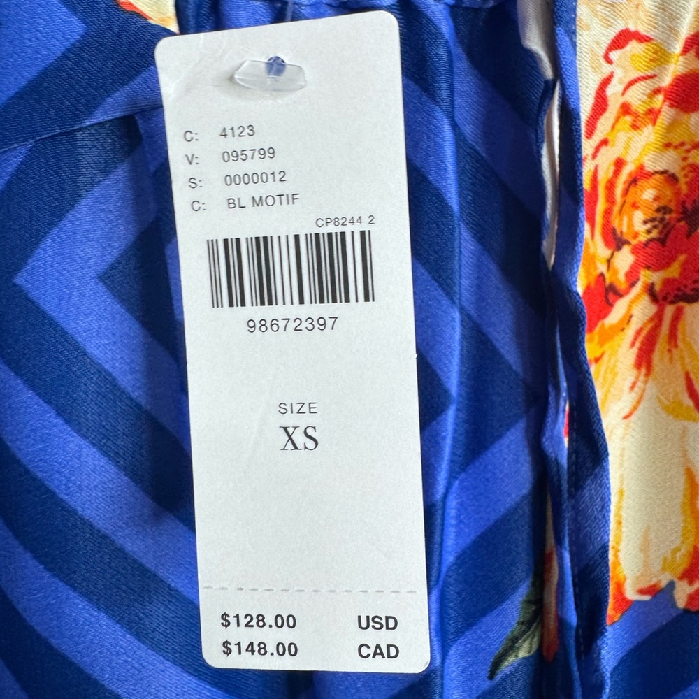 Anthropologie Maeve Straight-Leg Pull-On Satin Tropical Floral Pants NWT - Picture 8 of 8
